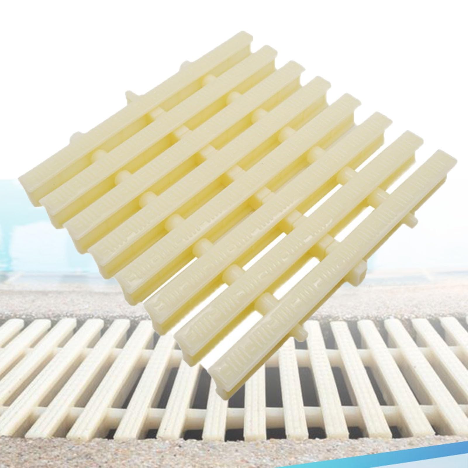 LWJSOCP Swimming Pool Grates,Non-Slip Plastic Pool Drain Grate Cover for Driveway & Terrace - 25x100CM, 15pcs - Three-Hole Spliced Design for Indoor/Outdoor Water Drainage System