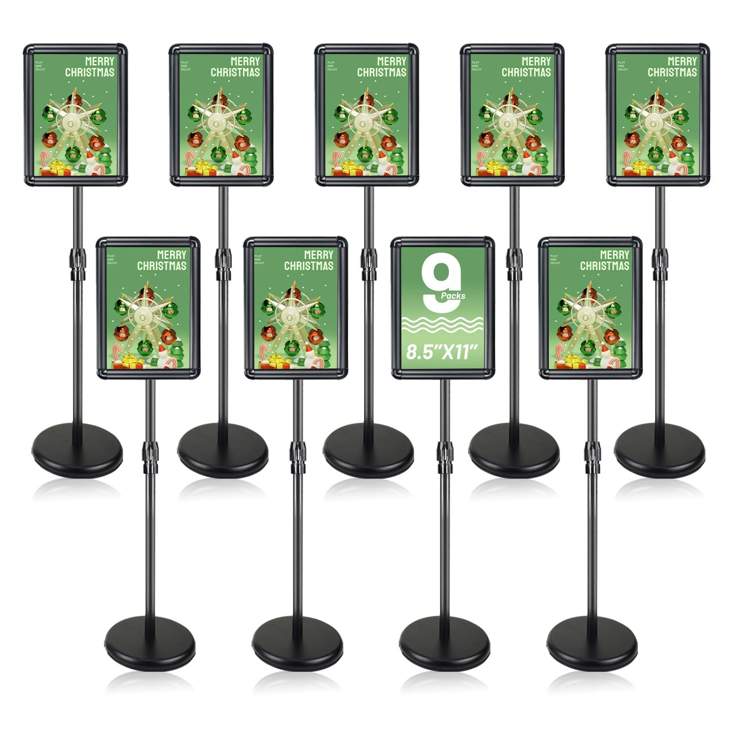 9 Pack 8.5*11 Sign Holder Stand w/ Safety Corner, Standing, Black