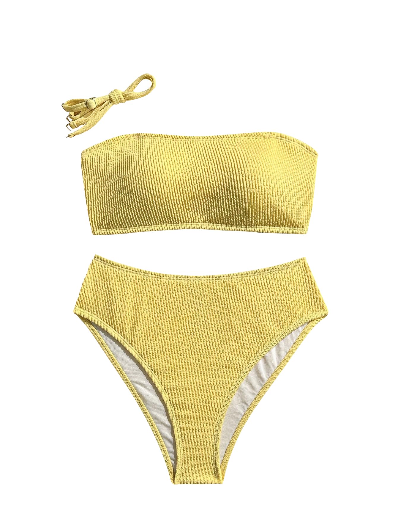 SweatyRocks Bikini bandeau 2 pièces taille haute pour femme