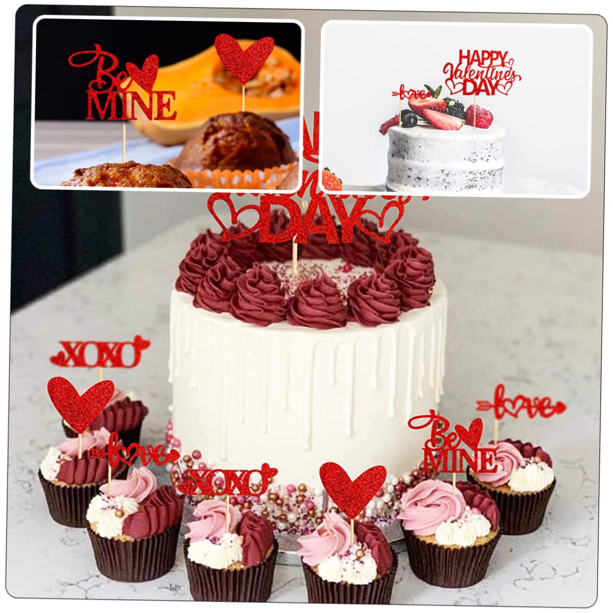 Abaodam 200stücke Valentinstag Kuchendekorationen Herz Cupcake Topper Romantische Dessert Picks Für Hochzeiten Und Valentinstag Feiern Hochwertigem Für Festliche Anlässe