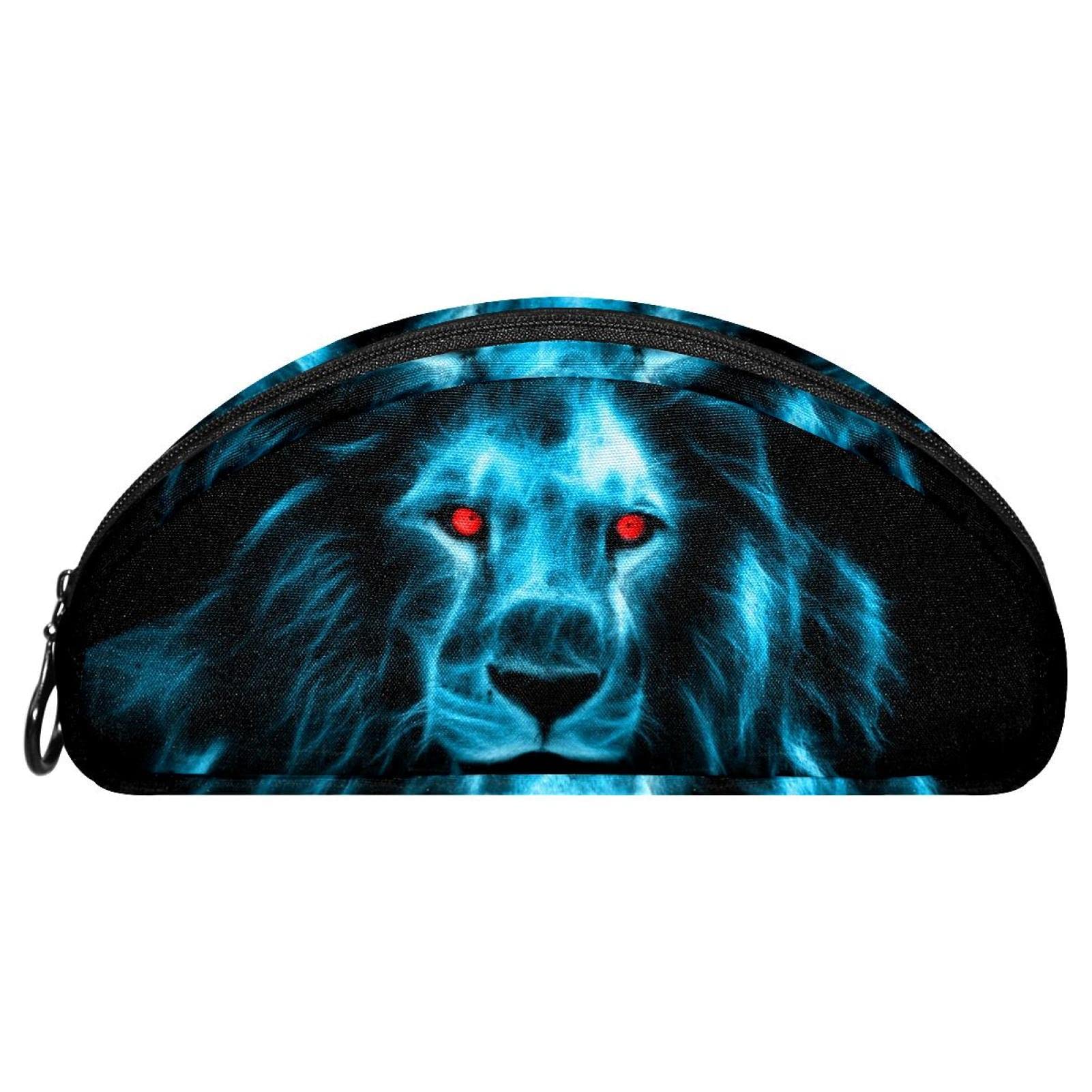 Stationery Case Red Eye and Blue Lion Head Organizer Portable Pencil Case Cosmetic Bag Organizer Makeup Boxes