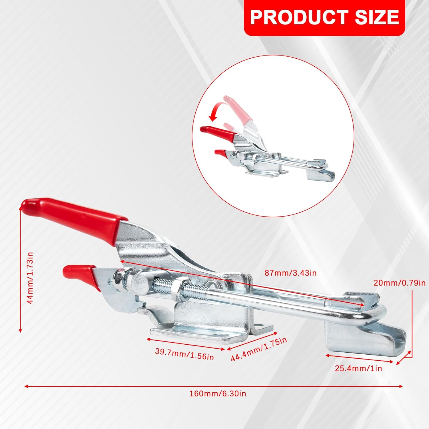431 Self-Locking Barrel Bolt Toggle Clamp,6-Pack Heavy-Duty Galvanized Steel with 700 Lbs Holding Force for Industrial Automotive Cabinet
