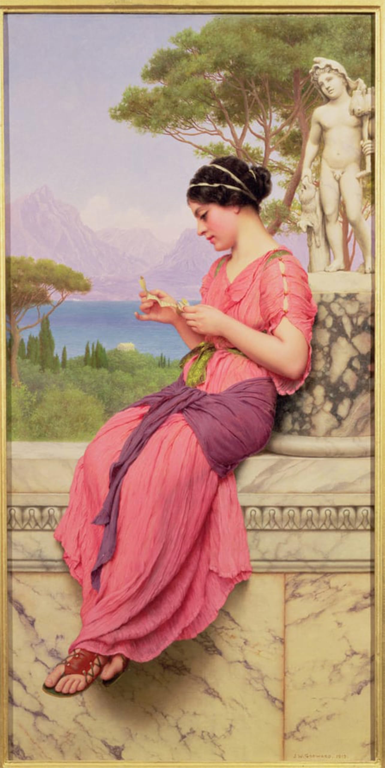ARTXLXXBN Famous Painting Canvas Artwork Graffiti Print Le Billet Doux by John William Godward Portrait Canvas Image for Home Decor 60x90cm