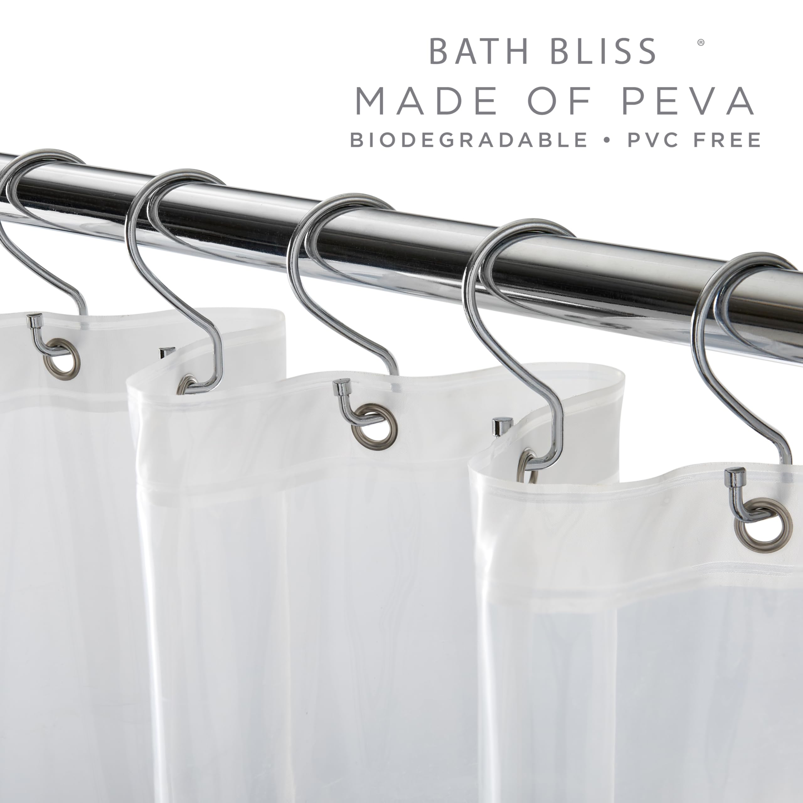 Bath Bliss Forro de Cortina de Ducha Premium para Hotel, 12 Ojales de Metal, Resistente al Moho, 3 dobladillos magnéticos, x 182,88 cm, Transparente