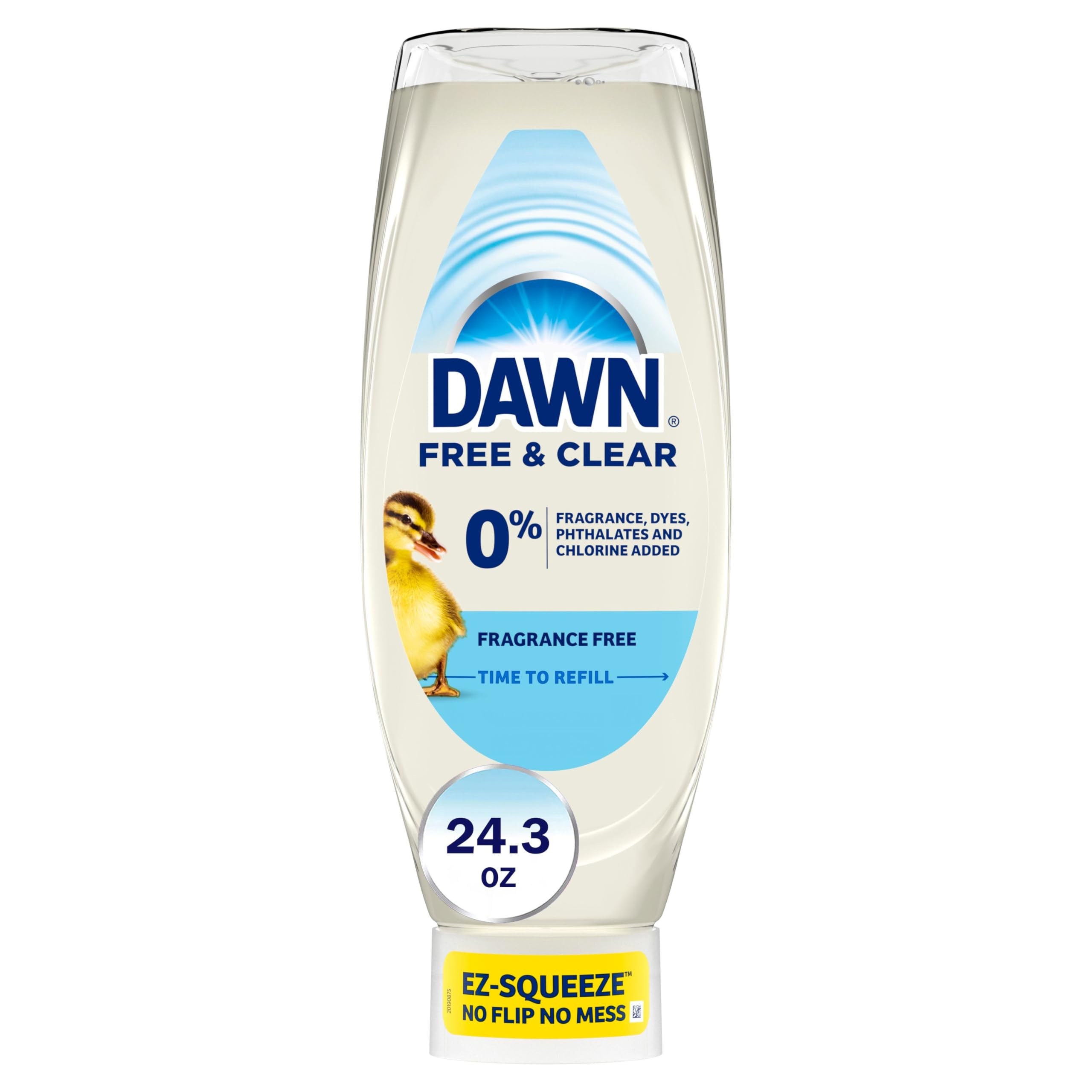 Dawn Free Clear EZ-Squeeze Dish Soap Liquid Dishwashing Liquid Grease Removal Upside Down Bottle Unscented 24 3 Fl
