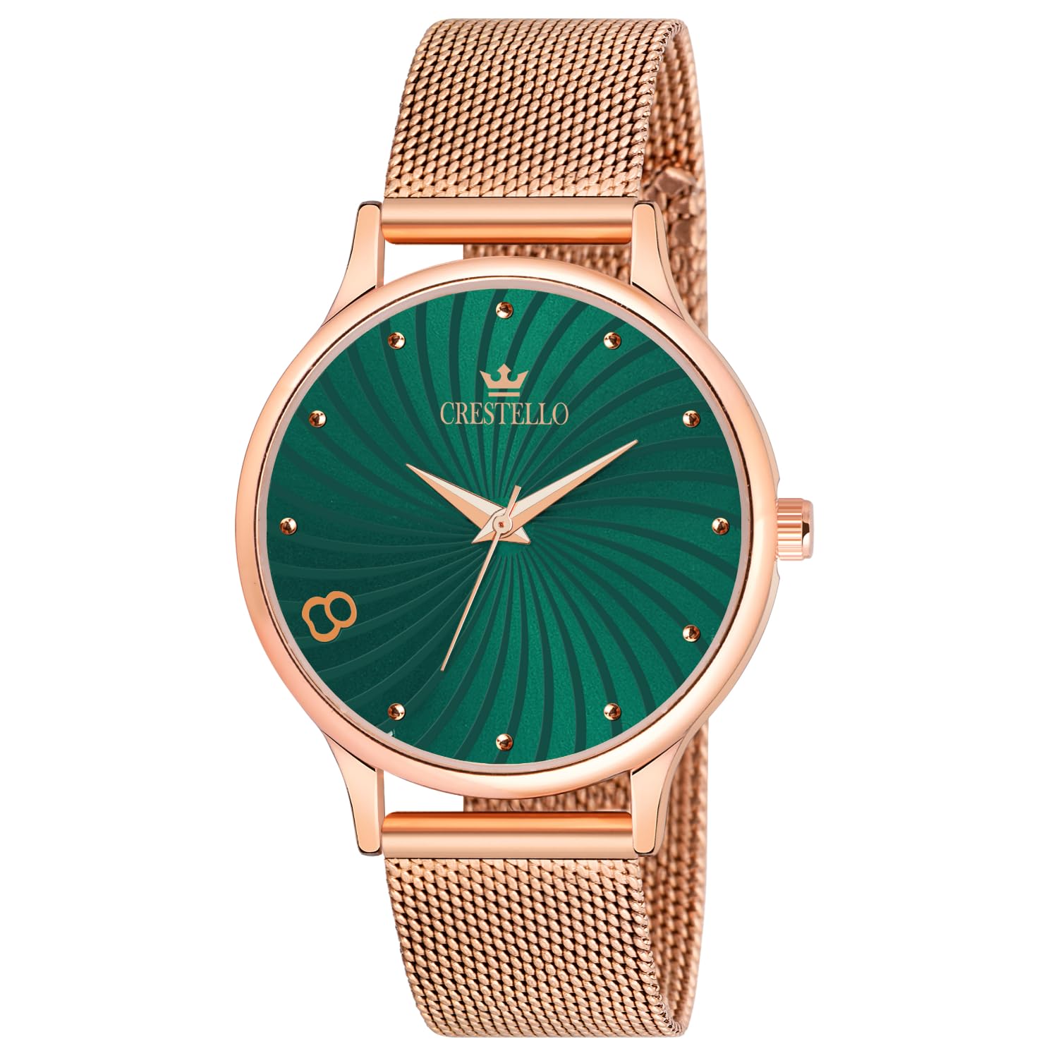 Rose Gold Plated Metal Chain Analog Wrist Watch for Women (Black/Blue/Rose Gold/Green Dial) | CR-RG373-image-40