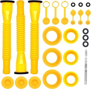 Gas Can Spout Replacement Kit, 2025 Upgraded Gas Can Nozzle Replacement for 1/2/5/10 Gallon Gas Cans, Flexible Nozzles Kit with Vent Caps, Rubber Gasket, Base Cap, Drill Bit