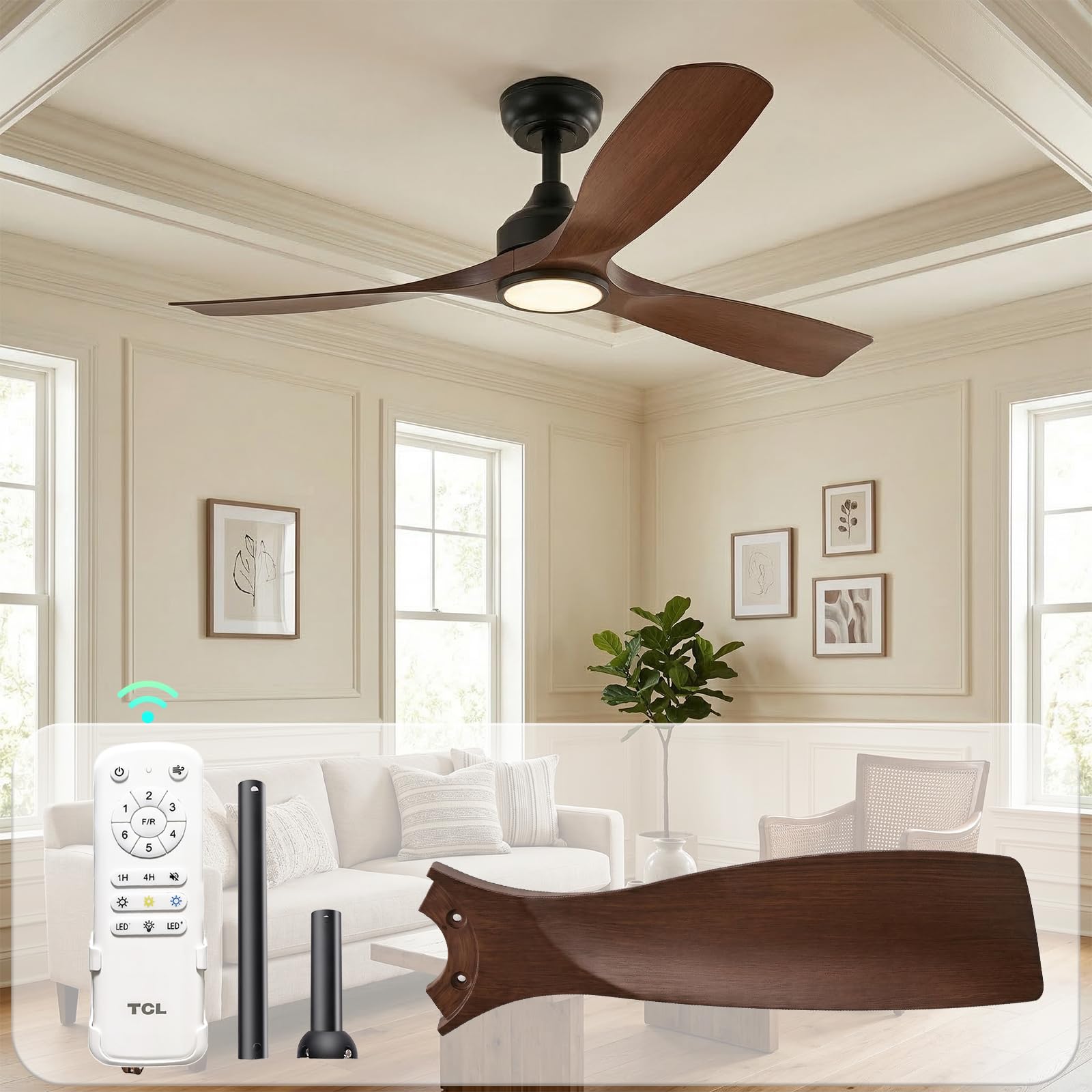 Photo 1 of TCL 52" Waterproof Outdoor Ceiling Fan with Light & Remote
