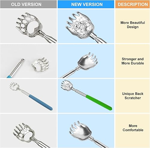 Miniatura 2 de Foxgor Paquete único de 2 rascadores de espalda con bolsa de regalo, herramienta de masaje telescópica de acero inoxidable portátil de alta calidad