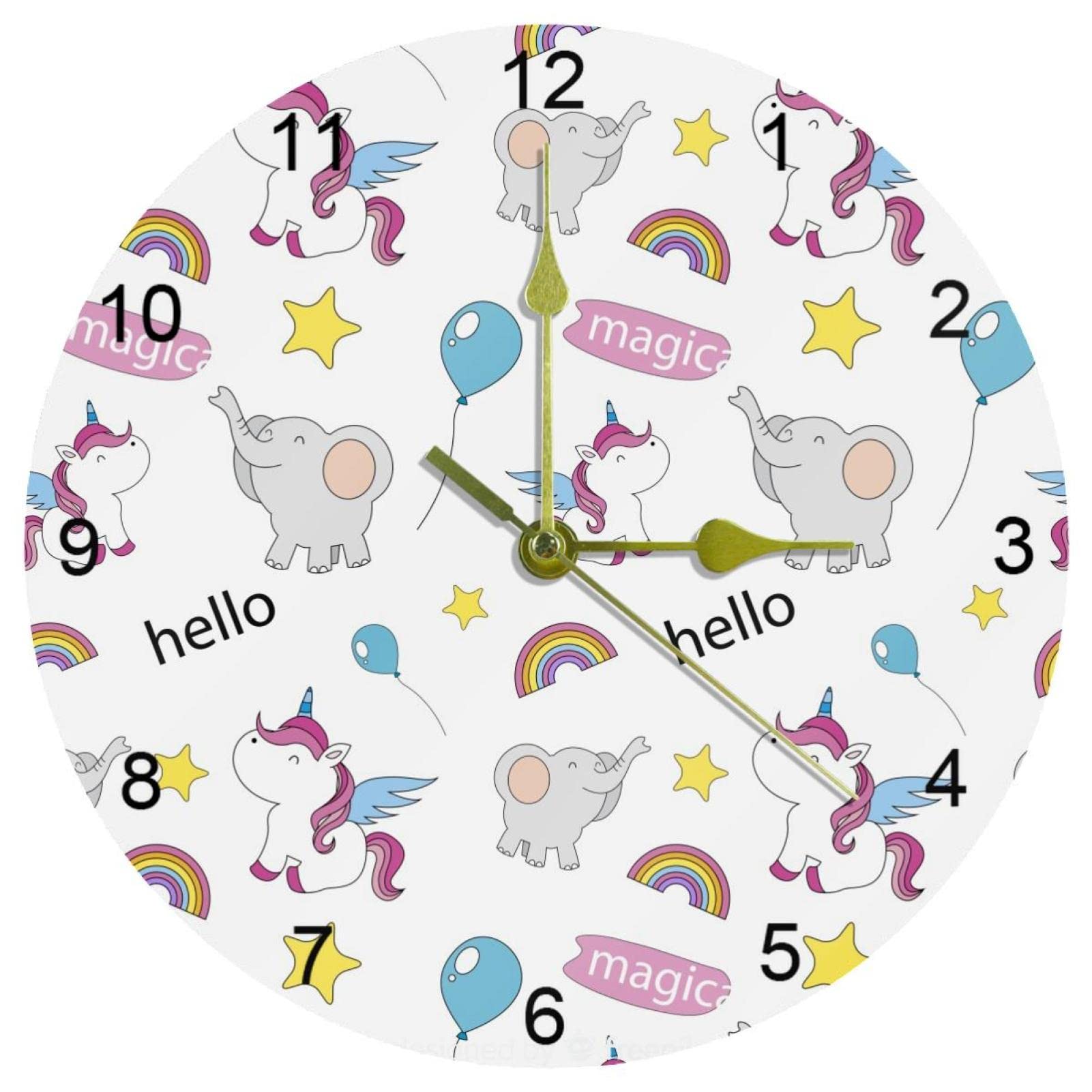 Horloge murale éléphant de 25,4 cm avec chiffres arabes
