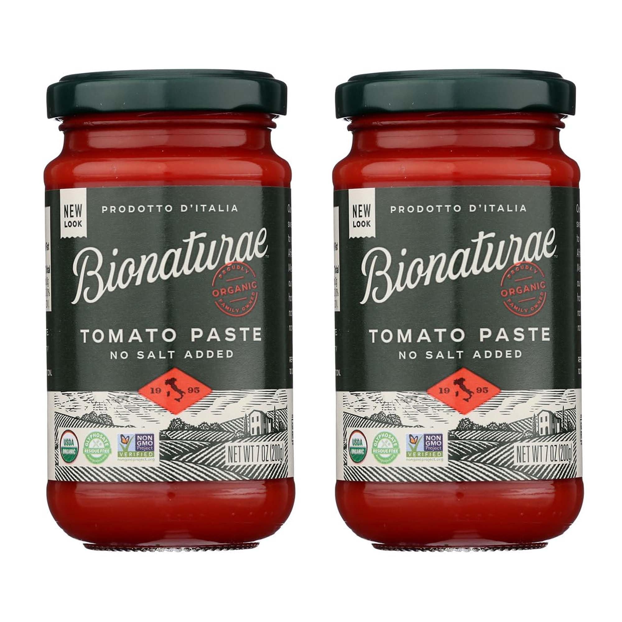 Bionaturae Organic Tomato Paste - No Salt, Tomato Paste in a Jar, Keto Friendly, Non-GMO, USDA Certified Organic, No Added Sugar, No Added Salt, Made in Italy - 7 Oz, 2 PackUSDA Organic