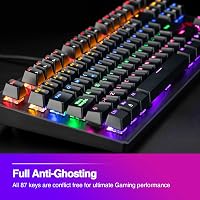 Rii RK908 Mechanikus Gaming Billentyűzet Spanyol QWERTY Kiosztás Numerikus Blokk Nélkül Fekete Kompakt Gamer Klaviatúra 6