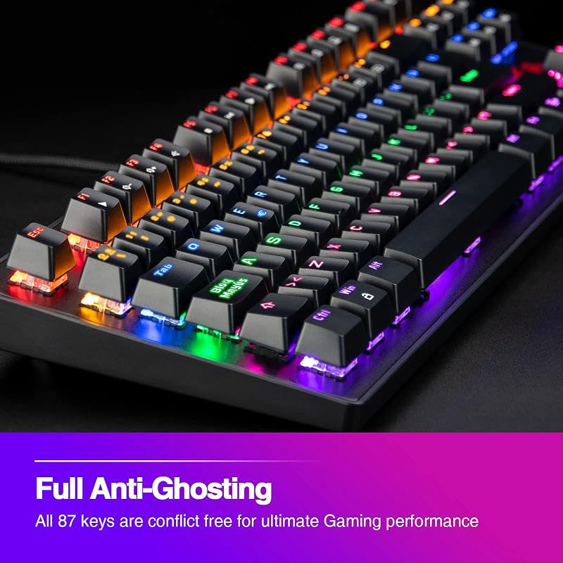Rii RK908 Mechanikus Gaming Billentyűzet Spanyol QWERTY Kiosztás Numerikus Blokk Nélkül Fekete Kompakt Gamer Klaviatúra