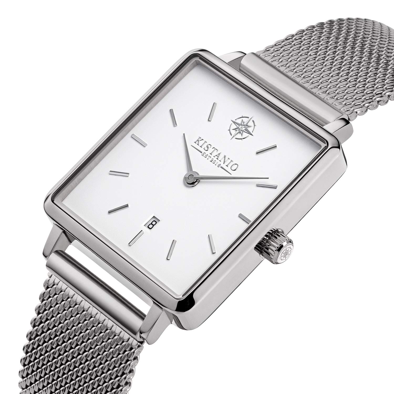 Carre SI-WH-M-L-GR - Reloj de pulsera para mujer con cristal de zafiro y correa de piel milanesa