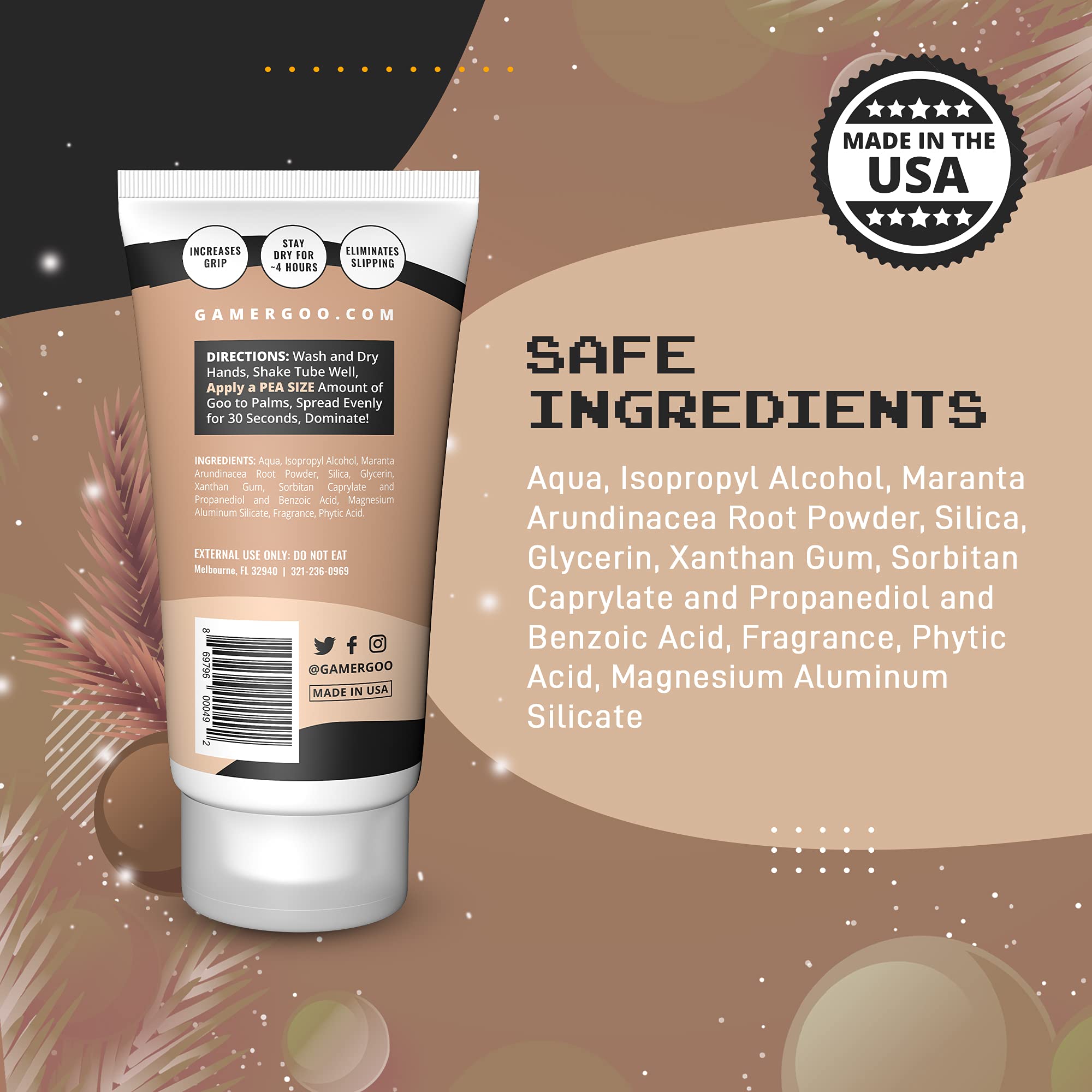 Gamer Goo Antiperspirant for Hands, NonSticky Drying Lotion for