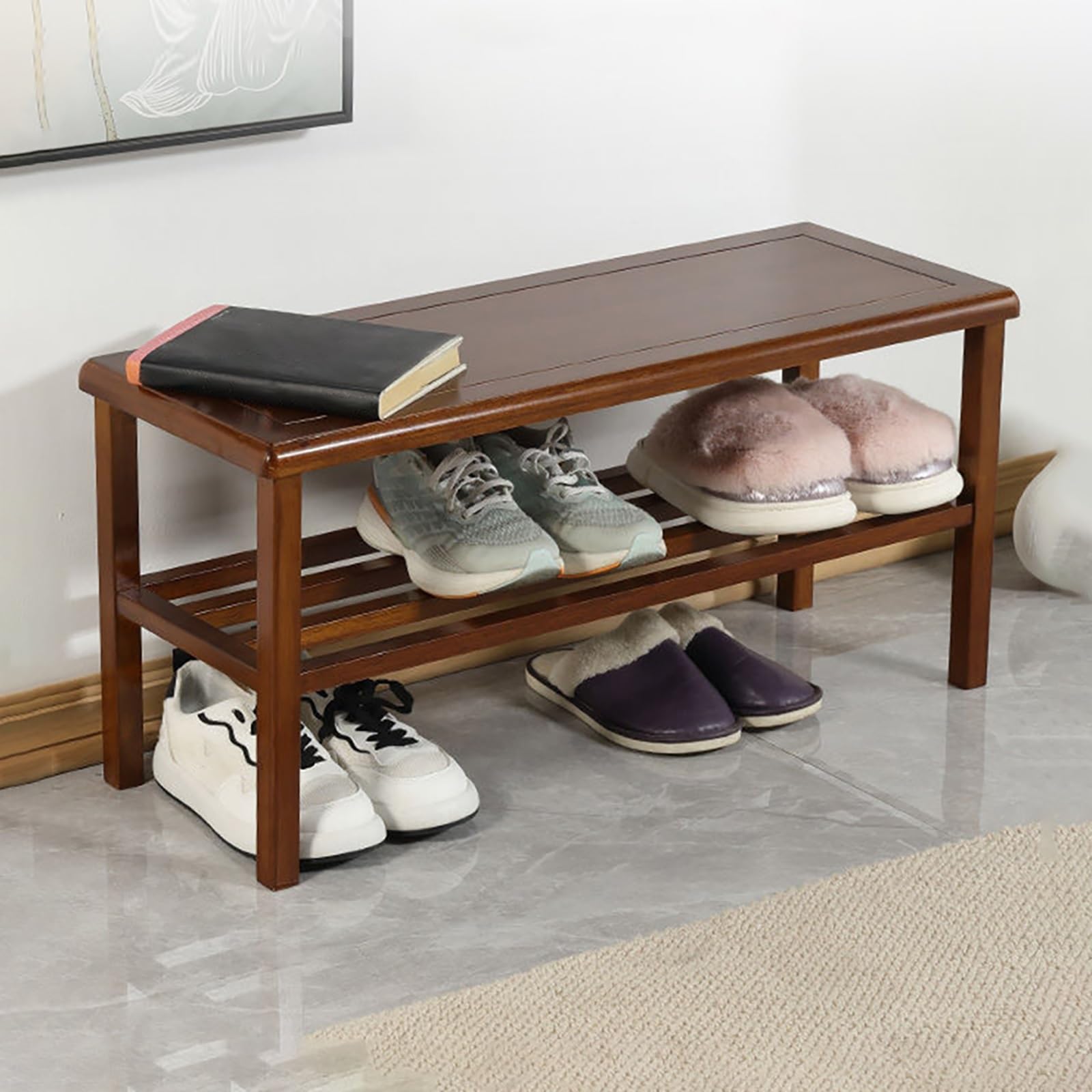 GDMDPTE Shoe Rack Bench,Wood Entryway Hallway Space-Saving Storage Solution