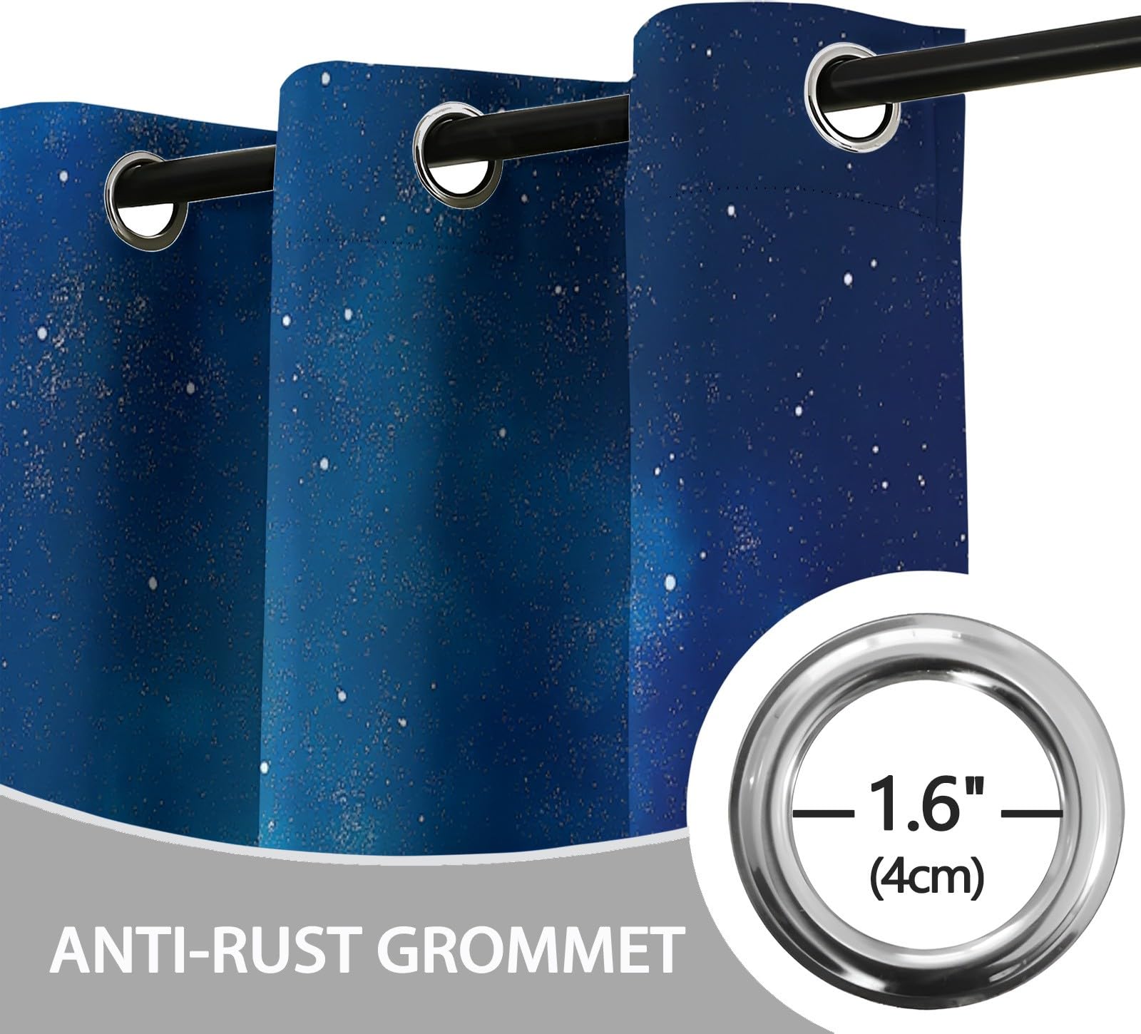 Generisch Verdunkelungsvorhänge 3D Sternenhimmel Hintergrund Ösen Vorhang 2Er Set H166 x B75 cm Verdunkelungsvorhang Blickdicht Fenstergardinen Kinderzimmer Schlafzimmer Wohnzimmer Thermovorha