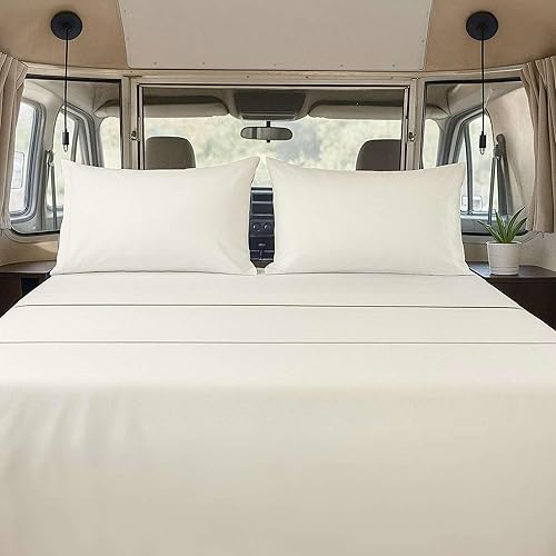 Juego de sábanas tamaño individual (38 x 75), 4 piezas, color marfil, bolsillo profundo para colchones de 15 pulgadas, microfibra cepillada, ideal