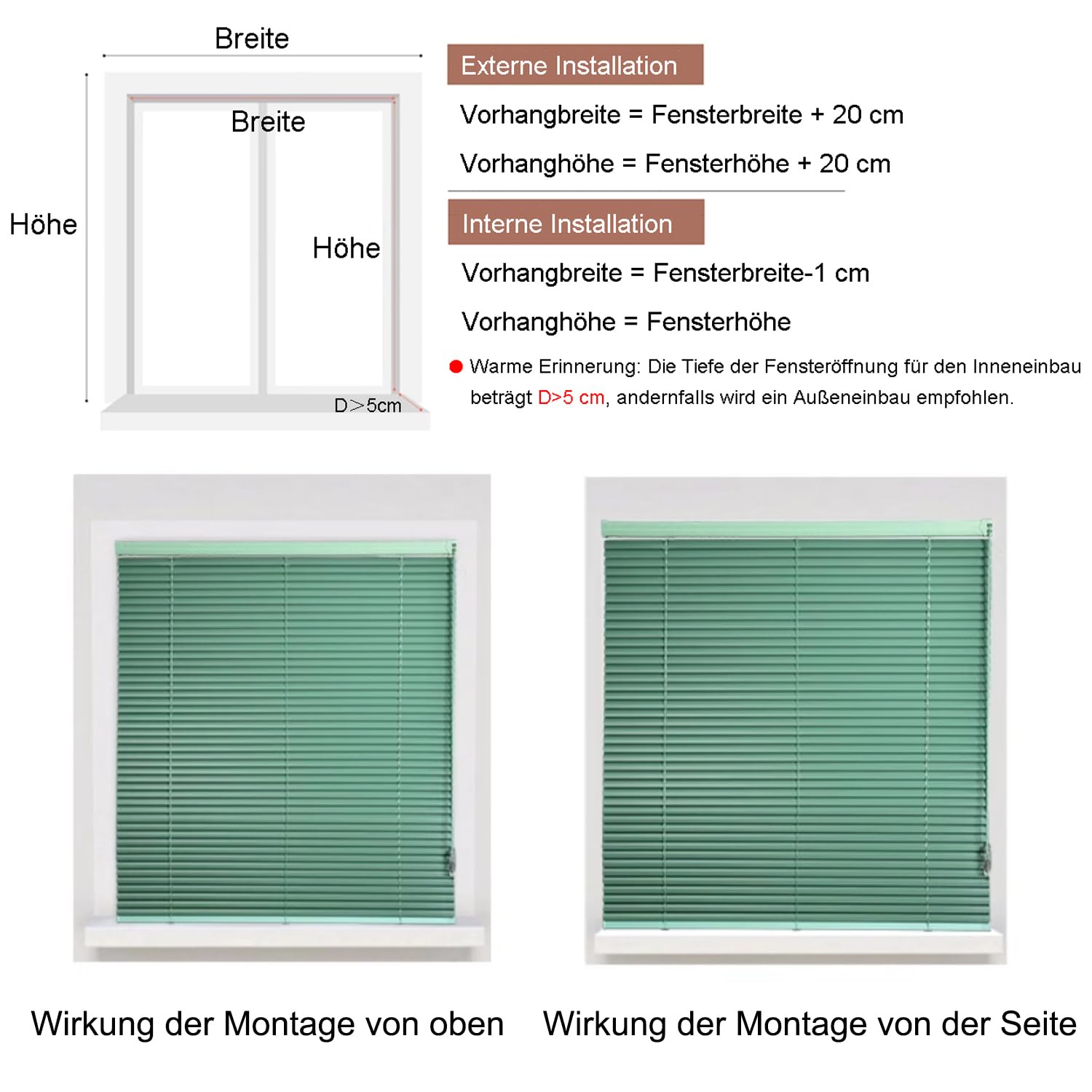 Aluminium Jalousie Alu Jalousette 25mm Lamellen Sichtschutz Blendschutz Lichtschutz Sonnenschutz Verdunkelungsrollo für Fenster und Türen,Inklusive Montagematerial (90cm x 170cm)