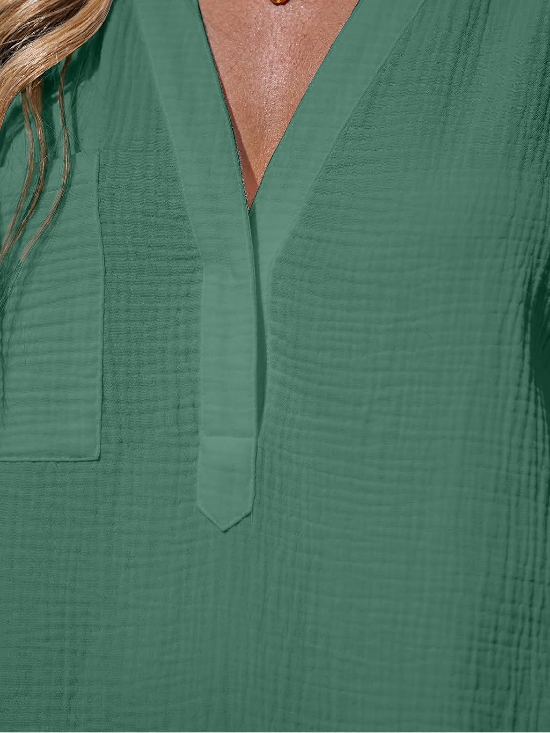 CUPSHE Swimsuit Coverup for Women V Neck Beachwear Sleeveless Beach Dress with Chest Pocket - Image 2