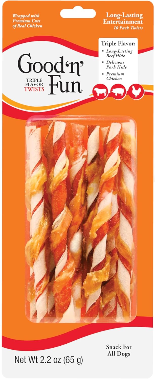 Good’n’Fun Good ‘N’ Fun Dog Treats, Tripe Flavor Twists, 10 Pack
