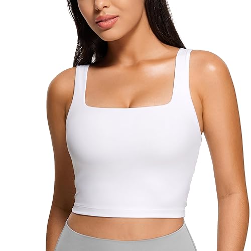CRZ YOGA Butterluxe Womens Square Neck Longline Sports Bra 