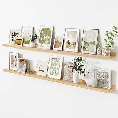 Miniatura 9 de Fun Memories Estantes flotantes montados en la pared de 36 pulgadas de largo, estantes negros para pared con repisa, estantes de pared de madera