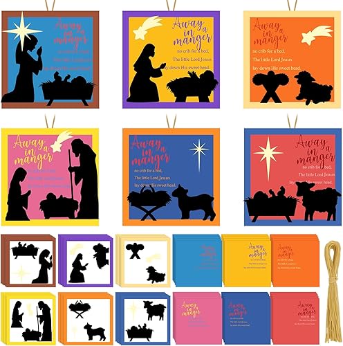 Beeveer Juego de 30 piezas de ornamento de lejos en un pesebre, manualidades de pesebre para niños, manualidades religiosas de Navidad para niños,