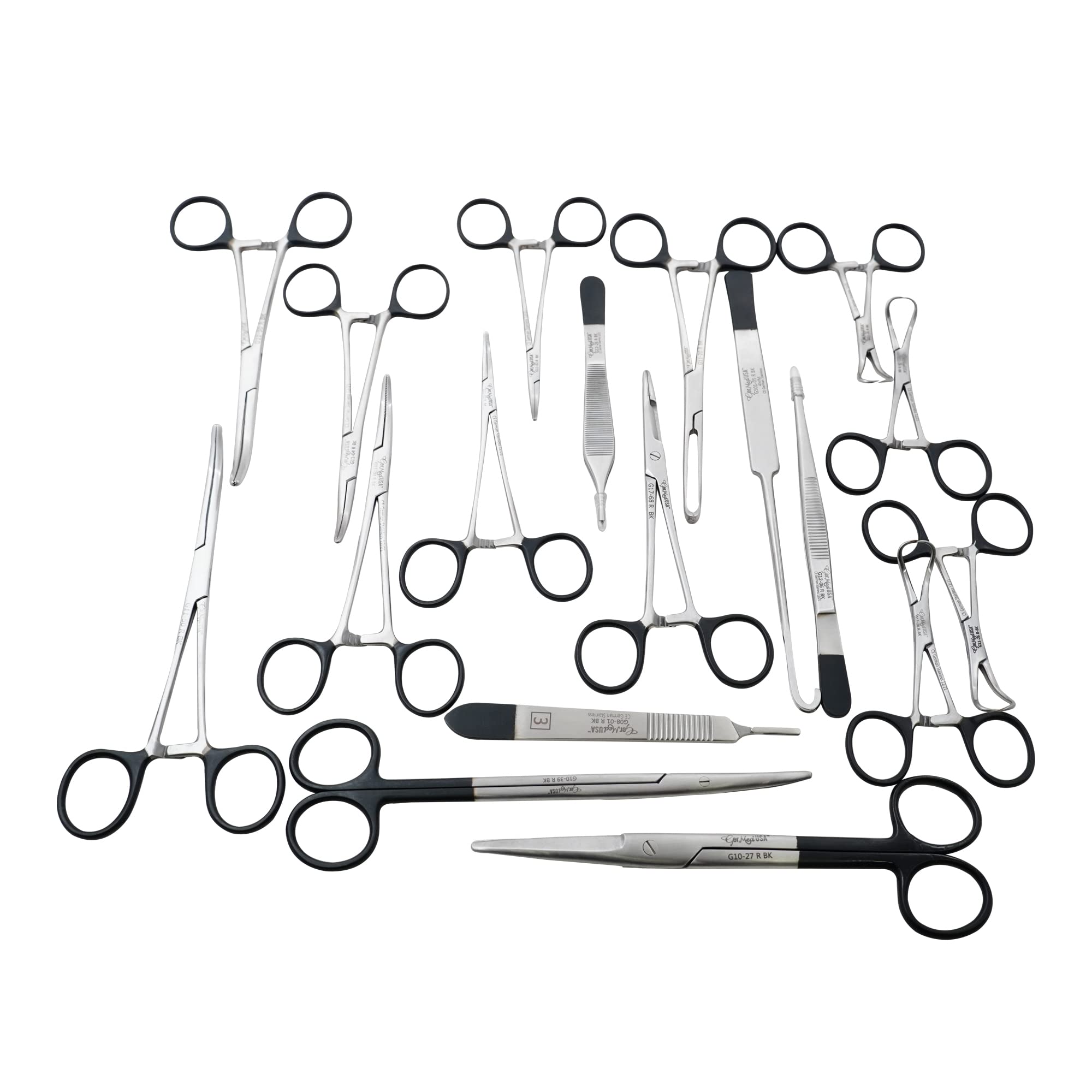 GerVetUSA Canine+Feline 18 PCS Premium German Stainless Steel Spay Pack Veterinary Instruments Set A+ Quality (Ring Black Coated)