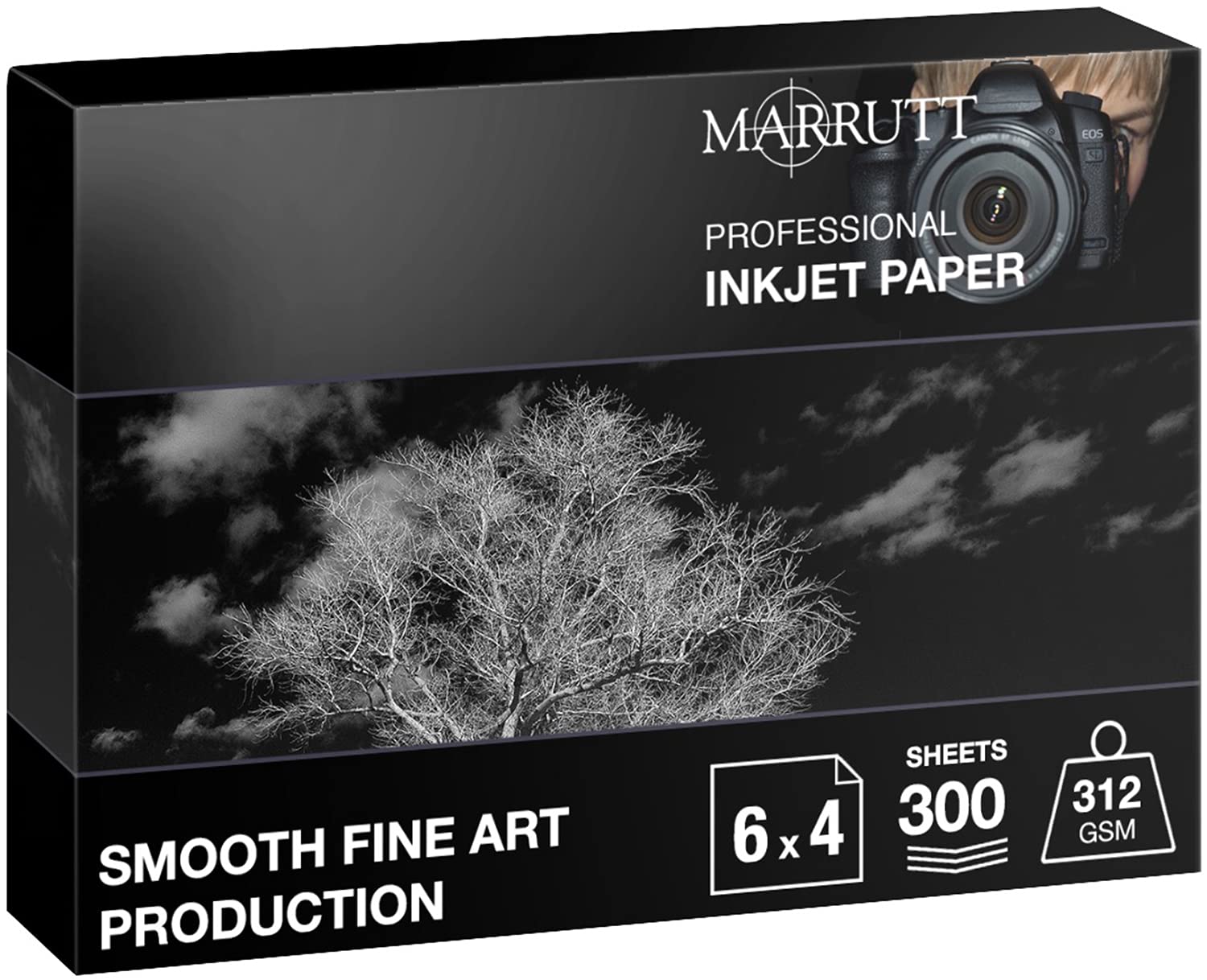 Marrutt 312gsm Smooth Fine Art Production Inkjet Photo Paper (6" x 4" - 300 Sheets)