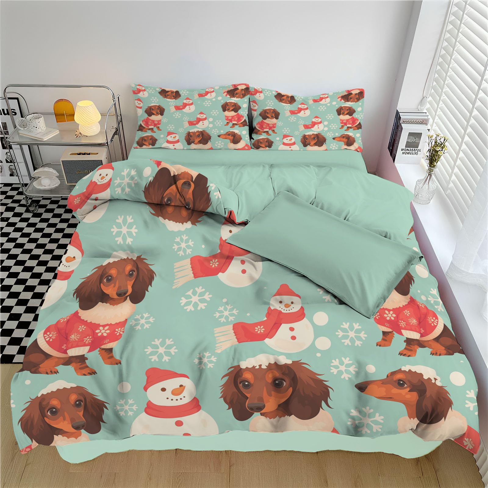 Parure de lit teckel avec fermeture éclair pratique pour un changement de couette rapide et facile