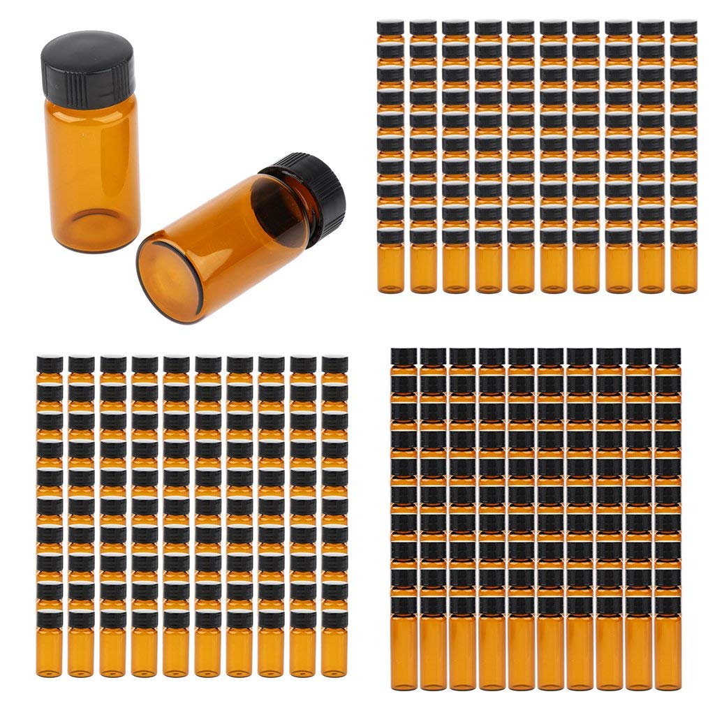 100 Stück 10ml/15ml/20ml Glas Probenflasche Organische Lösung Glasflaschen mit Schraubdeckel für Chemie Laborbedarf (Braun 20ml)