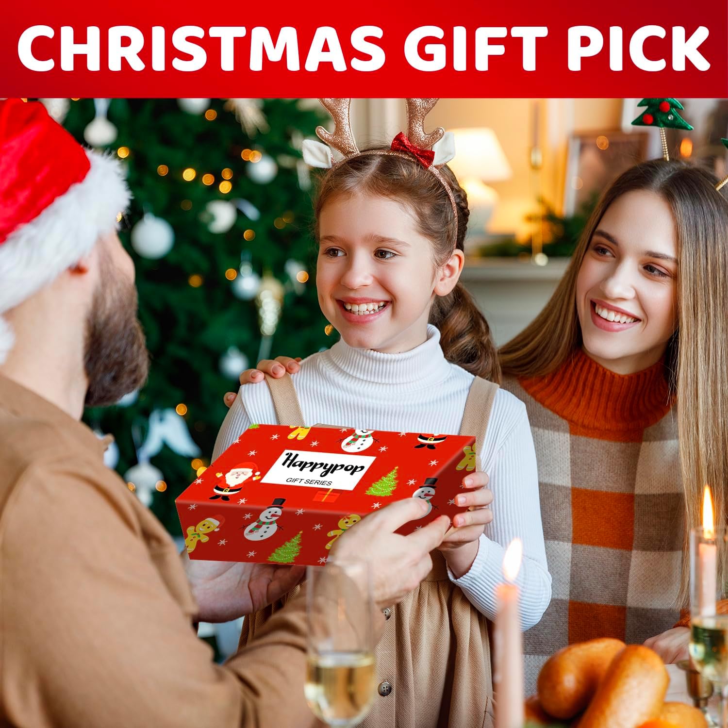 HAPPYPOP Christmas Socks for Teens - Holiday Sock Gift Ideas for Boys Girls 4 Pack with Card - Image 2