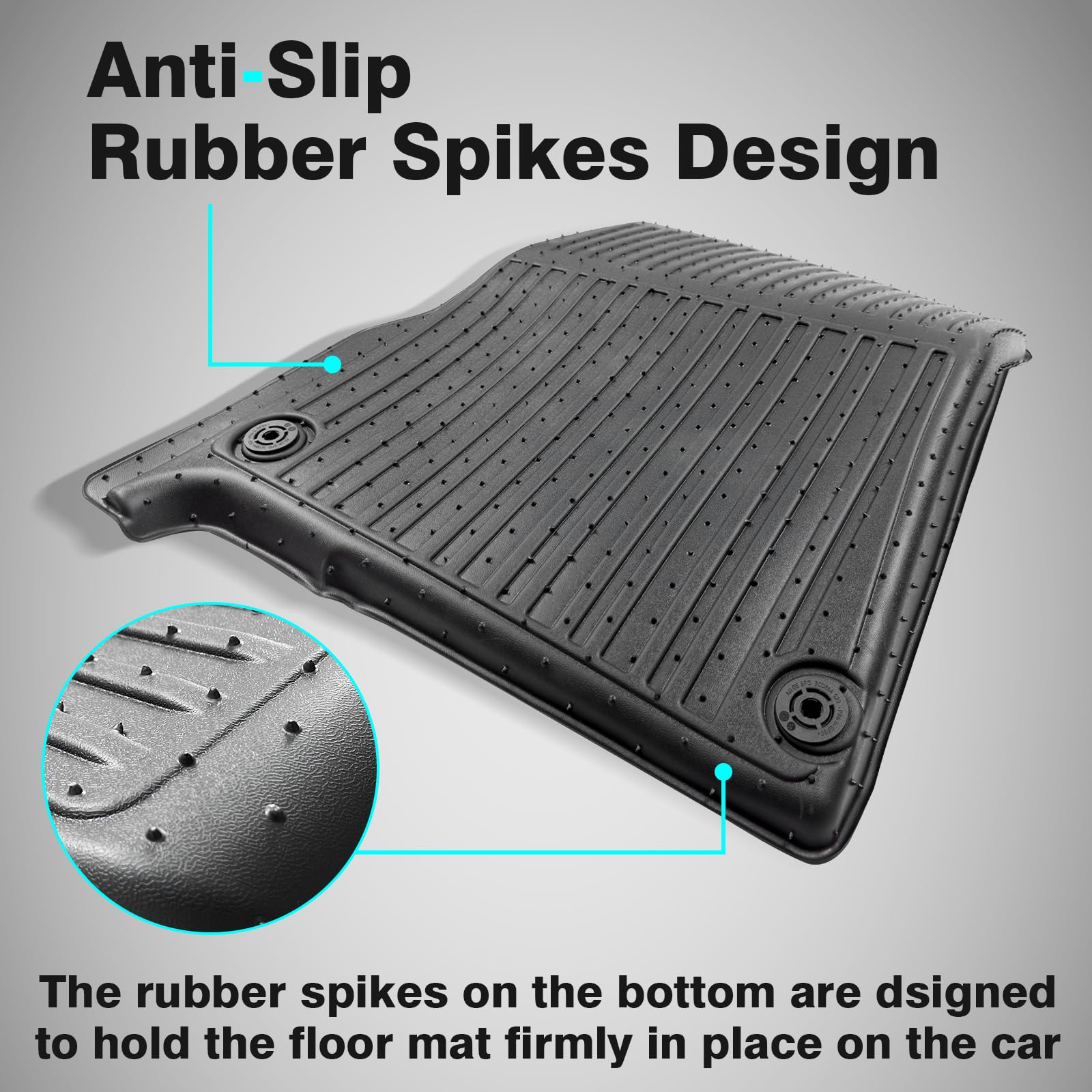 GLOSSY AUTO PARTS All-Weather Floor Mats For Rivian R1T (2022-2024) - 1st & 2nd Row Set, Anti-Slip