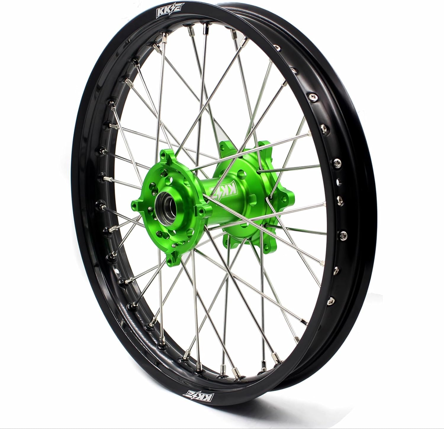 KKE 21/19 MX Spoked Wheels For KAWASAKI KX250F KX450F 2006-2023 /KX125/250 06-07/KX450 19-2023 Motorcross CNC Green Hubs