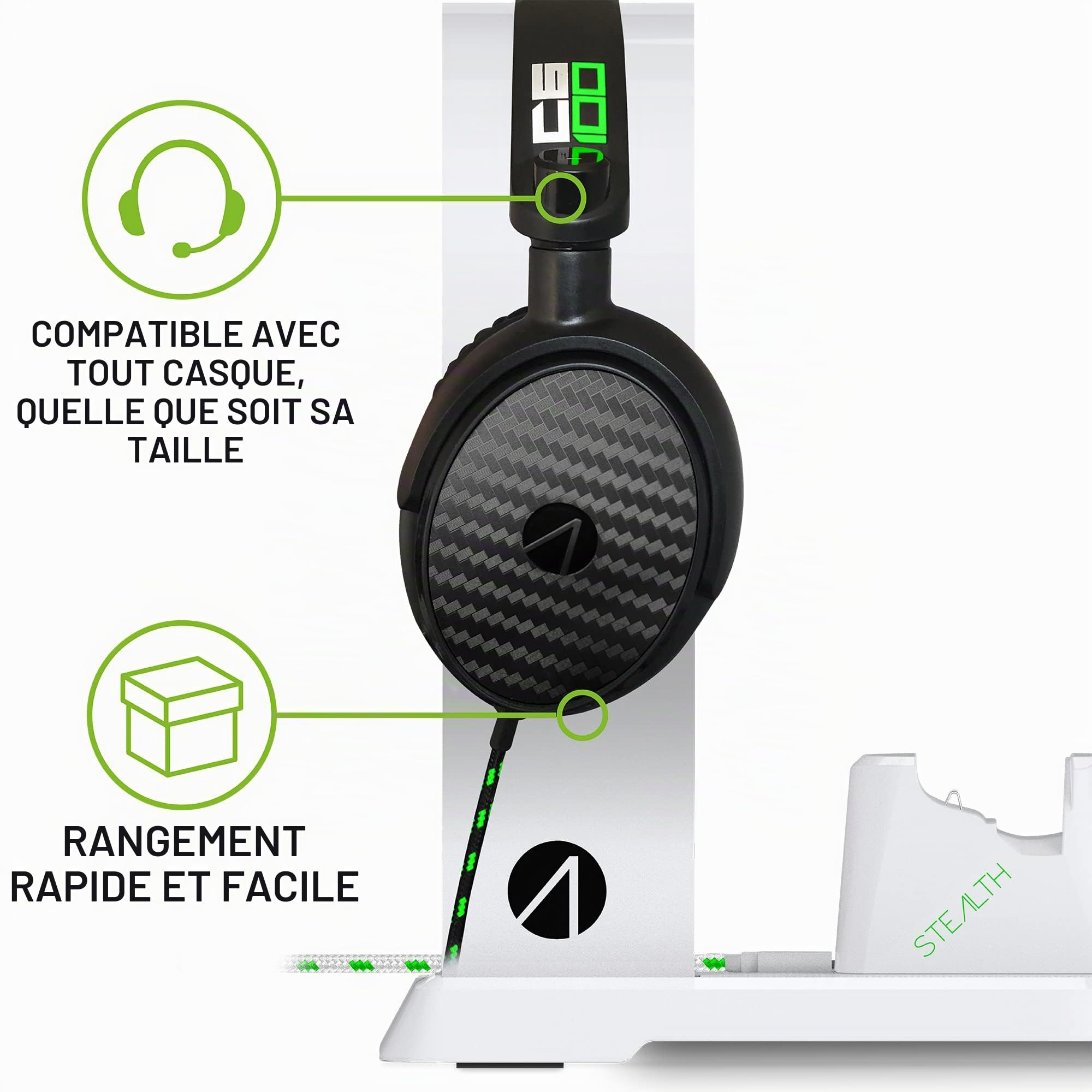 Station de Recharge STEALTH SX-C60 Blanc avec Support pour Casque pour Xbox One - Batterie Rechargeable Incluse