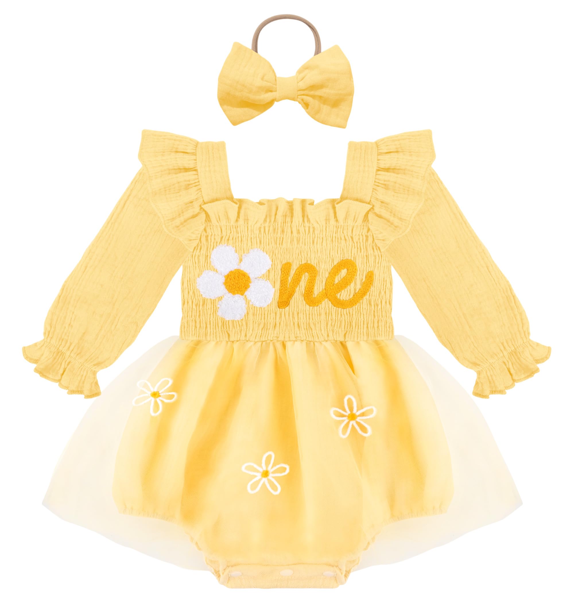 HONGTEYA Baby Girl 1st Birthday Outfit First Romper Tulle Dress Gifts