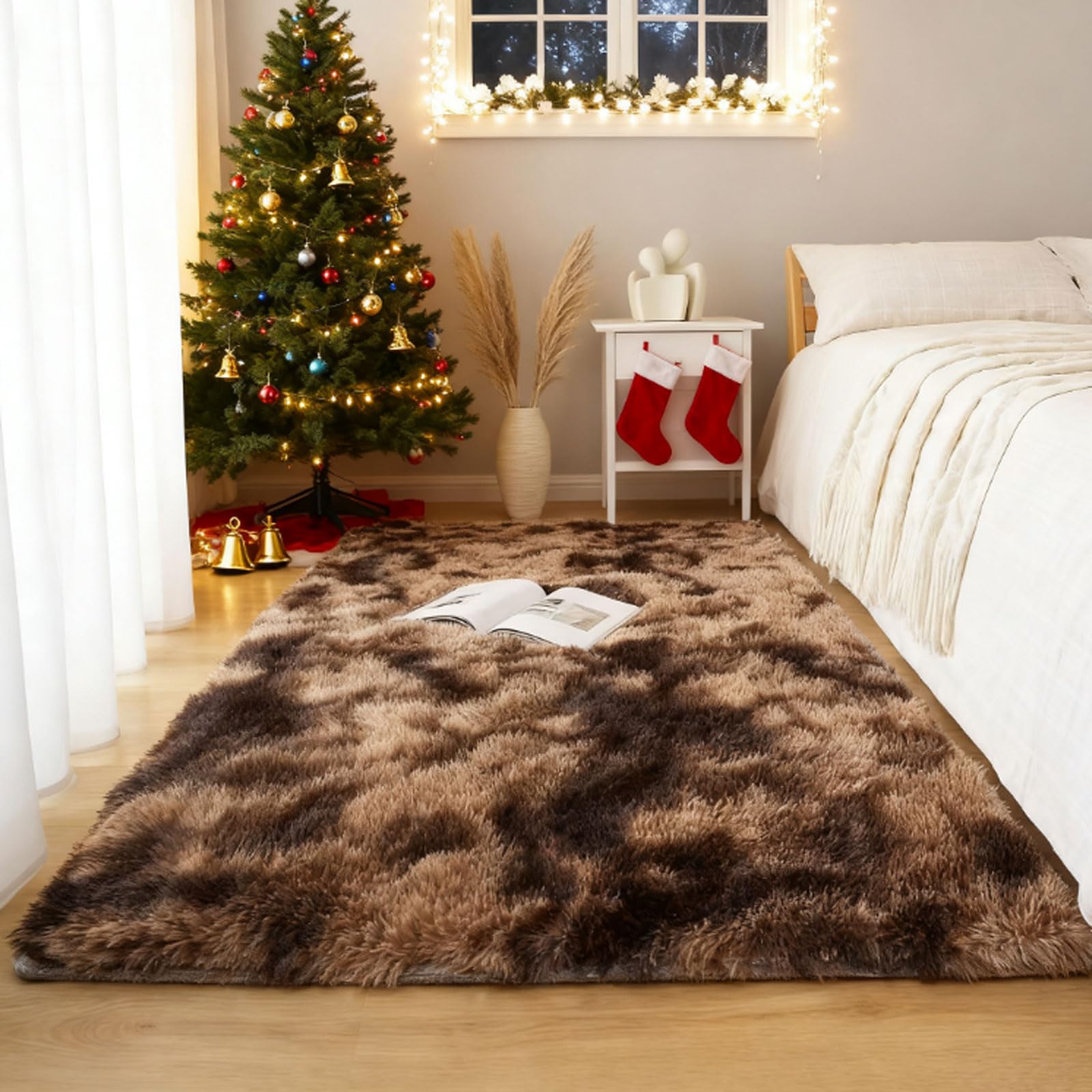 Tapis chambre shaggy doux 130 x 180 cm idéal contre le sol froid du réveil