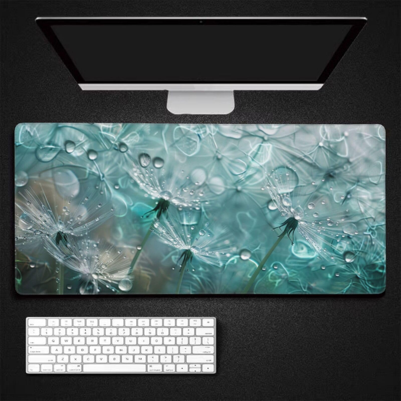 Tapis de Souris XXL 90 x 40 cm, Vert & Pissenlit Tapis de Bureau G680