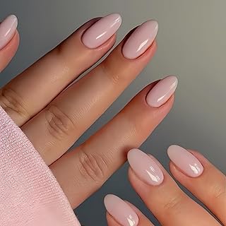 KQueenest Alt Rosa Press On Nails Kurz, Acryl Nägel zum Aufkleben Kurz Runde, Einfarbig Fake Nails Mandel Fingernägel zum aufkleben, Glänzende Gel Kunstnägel für Frauen Alltagstauglich 24 Stück