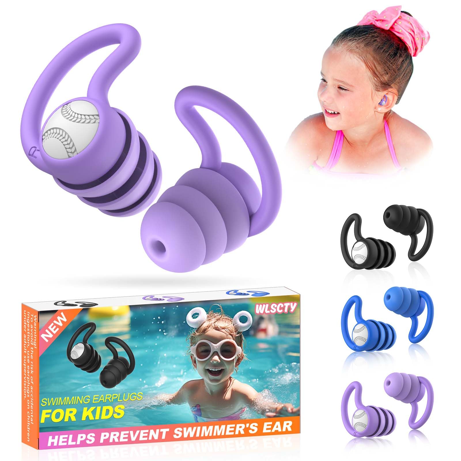 Tapones oidos natación para adultos - Impermeables reutilizables de silicona suave tapones para los oídos para la ducha, natación(3 pares) — view 9