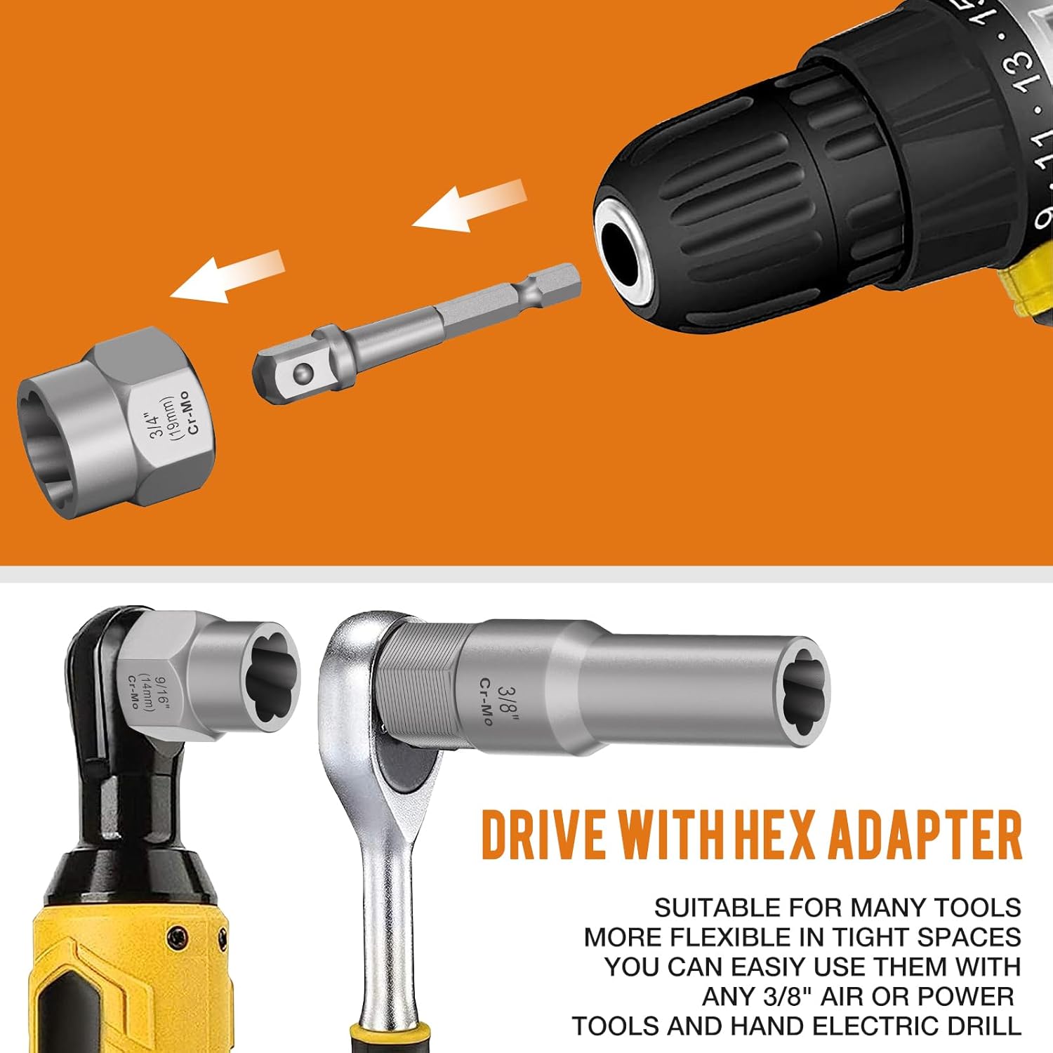 XEWEA 12-Piece Deep and Shallow Bolt Extractor Socket Set and 26PCS Screw & Bolt Extractor with Left Drill Bit Set【with Hex Adapter】, Impact Easy Out Tools Stripped Screw Remover EZ Out Socket Tool