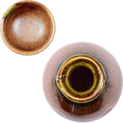 Vista 13 de JapanBargain 4678, Juego de sake de porcelana auténtica japonesa Saki Set decantador de sake y tazas de saki, fabricado en Japón (Brown Beauty)