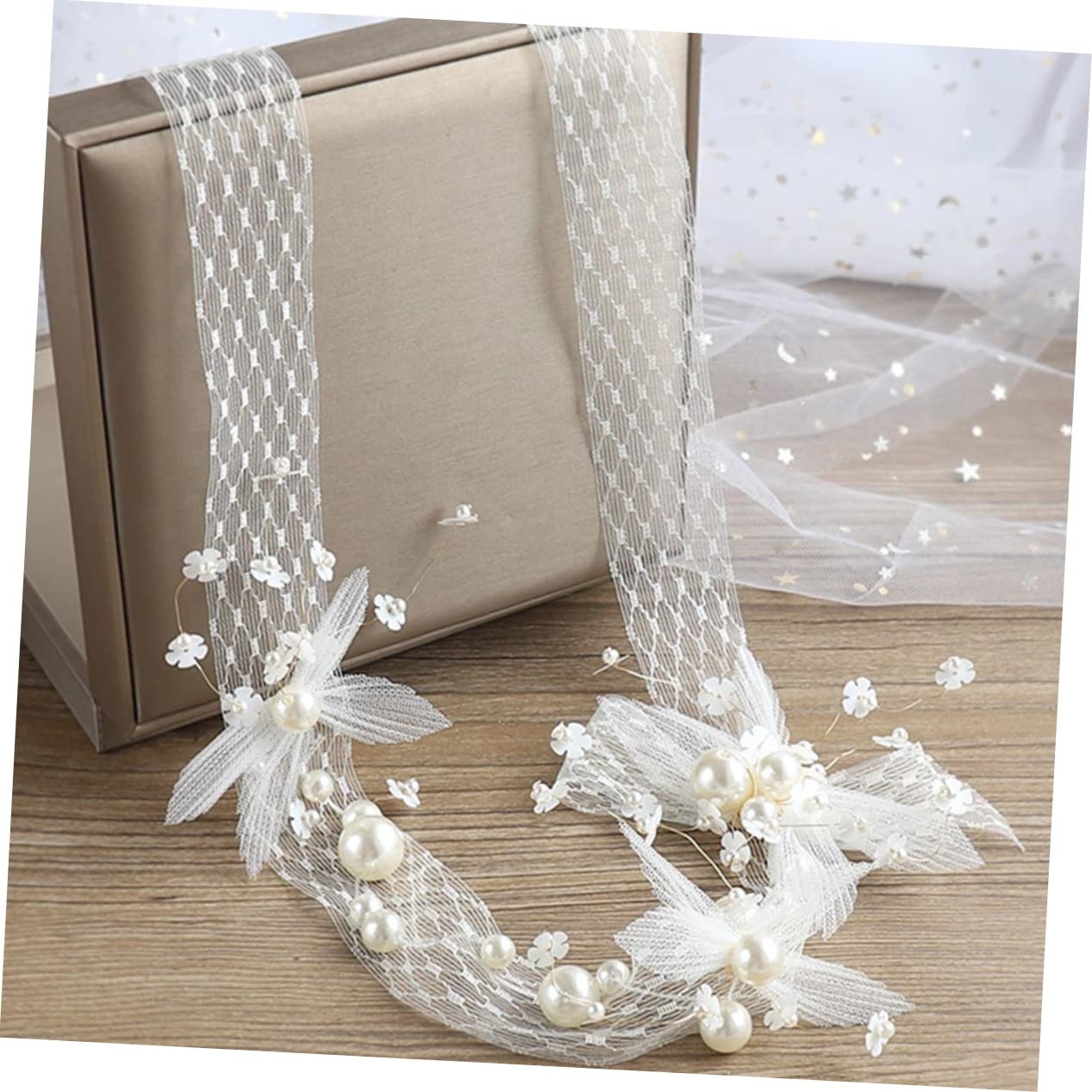 FRCOLOR 3piezas Tocado De Novia Flores De Perlas Accesorio De Cabello Elegante Para Bodas Para Fotografía y Fiestas