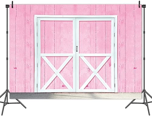 Miniatura 9 de MAQTT Fondo de fotografía de puerta de madera de granero rosa de 5 x 3 pies, tema de granja occidental, vaquero occidental, decoración de fiesta de