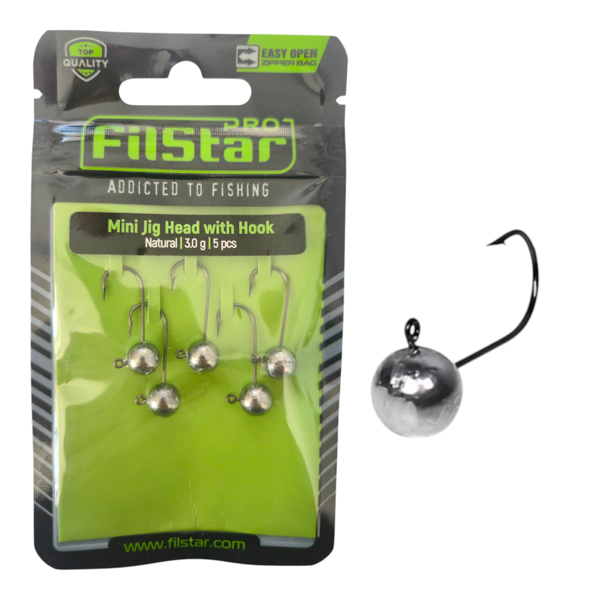 Testine Piombate 5 x 3,0g - Ami da Pesca N4 - Ami Piombati per Esche Artificiali - Kit Teste Piombate - Jig Head Fishing Set - Piombi da Pesca - Attrezzatura - Accessori - Sport Set