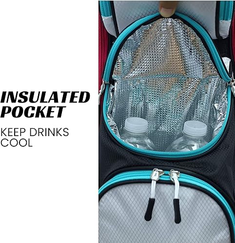 Miniatura 4 de Majek Bolso de golf rosa verde azulado blanco negro de las señoras 9 pulgadas 14-Way amistoso separador superior