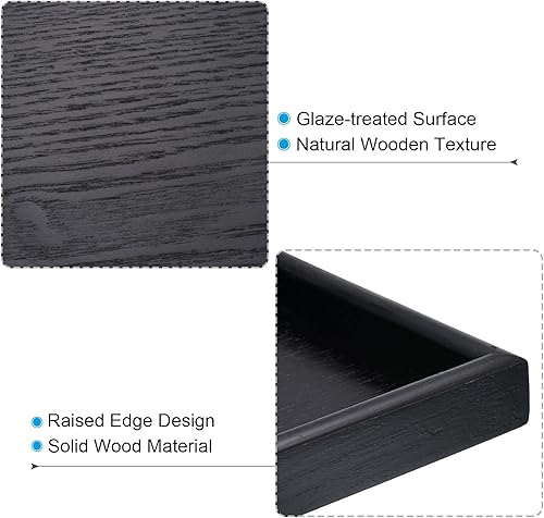 Miniatura 3 de PATIKIL Wood Serving Tray 12x8 Inch Outer Base, Rectangular Decorative Platter for Home Decor Kitchen Table Candle Holder, Black