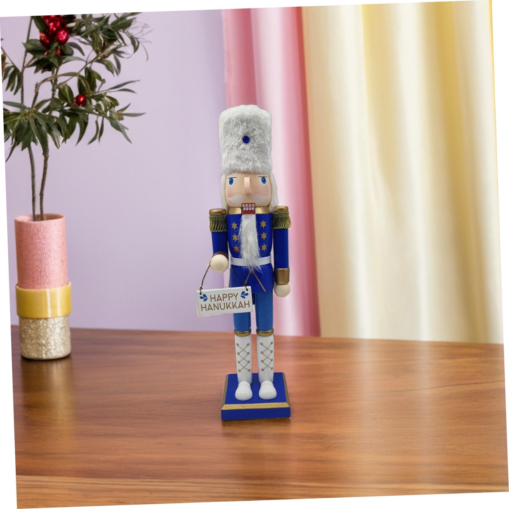 Cascanueces de Hanukkah Figura de Soldado de Decoración Tradicional de Madera para Mesa Adorno Festivo Judío para Fiestas Navideñas