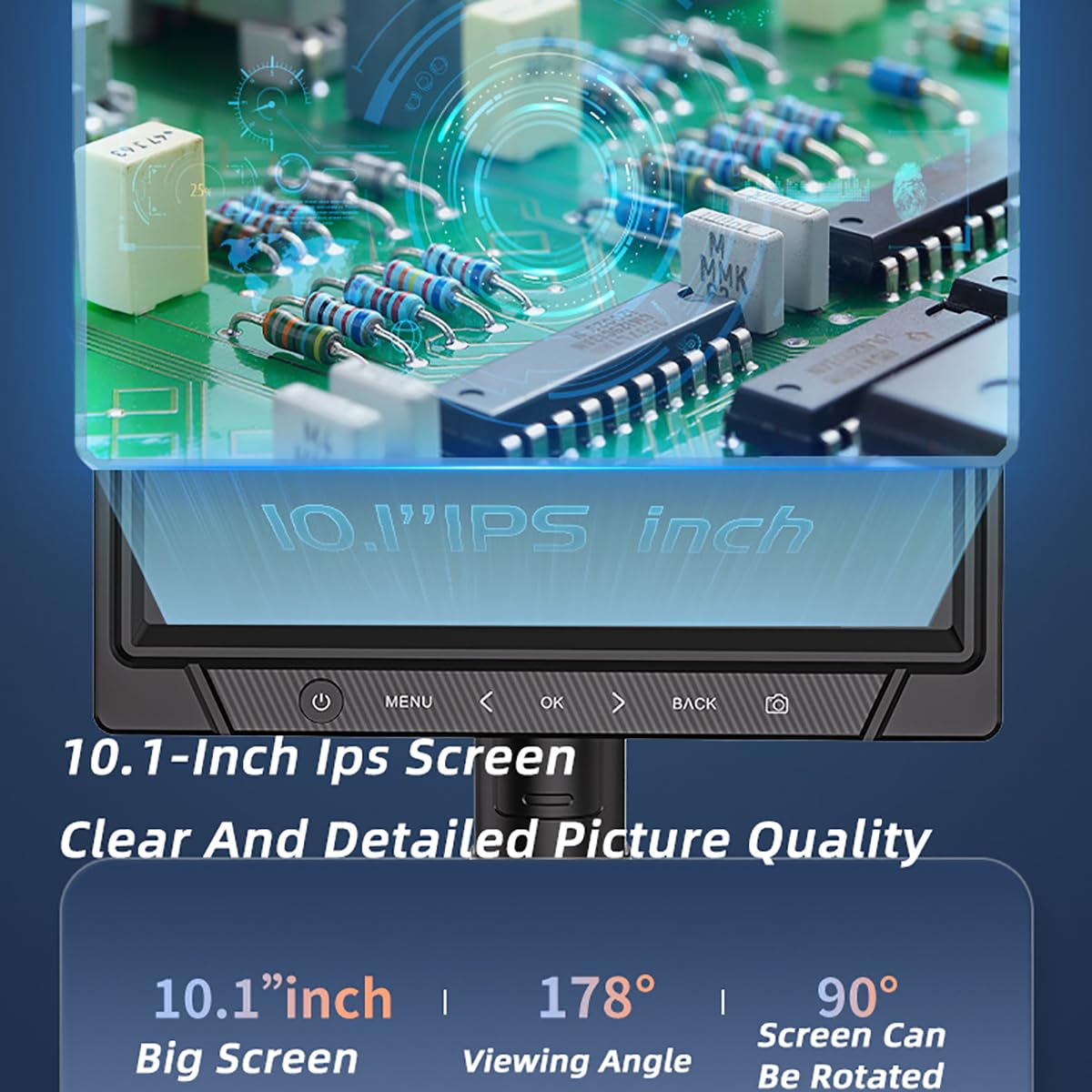 Microscopio electrónico para Adultos, 1600x, Equipos y Suministros de Laboratorio, microscopio de Enfoque con Pantalla Grande de 10 Pulgadas, se Puede transferir a través de una PC, 12 MP